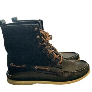 Sperry Boots Men's Size 13 Top Sider Chukka Charcoal Grey Wool Lace Up Leather